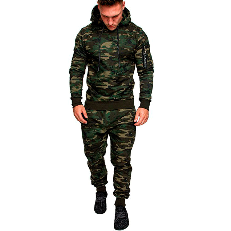 New men's outdoor sports casual camouflage pullover sublimation camouflage set