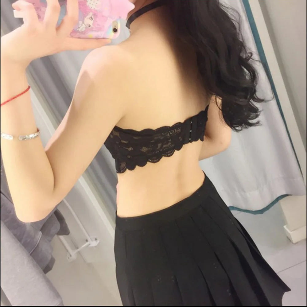 Valentine's day Sexy Summer Women  Elastic Strapless Bra Lace Tube Top Bandeau Crop Tank Seamless Padded Underwear Wholesale